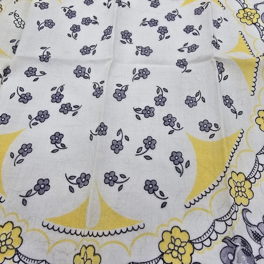 Vintage FLOWERS Ladies‎ Handkerchief Hanky Floral Yellow
